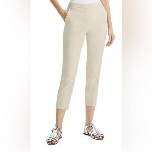 Theory Linen Pants Stretch Ivory Cream Cropped Sz 6 Preppy Pockets